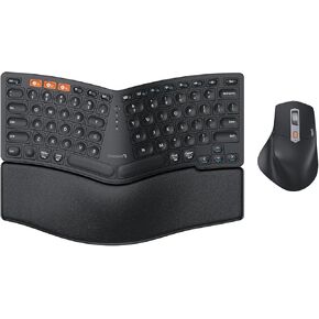 ProtoArc Bluetooth Ergonomic Keyboard Mouse, EKM04 Mini Compact Wireless Ergo Keyboard Mouse Combo, Split Design, Wrist Rest, Multi-Device, Rechargeable, for Windows/Mac - Black