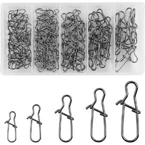 Stainless Steel Duo Lock Snap Clip Kit 100pcs/300pcs Fishing Swivel Lure Snaps High Strength Quick Change Fish Snap Clips Fishing Gear Hooked Snaps for Saltwater Freshwater