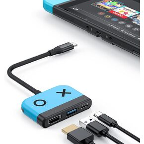 RREAKA Switch Dock for Nintendo Switch OLED, 3 in 1 TV Adapter with 4K HDMI, USB 3.0 Port, Type C 100W Charging, Portable Docking Station for Travel, Samsung Dex S24, MacBook
