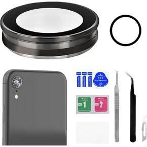 for iPhone XR Camera Lens Glass with Frame Replacement Rear Camera Back Camera Lens Metal Frame Cover Replace with Full Repair Tools Kit Model: A2105 A1984 A2107 A2108 A2106