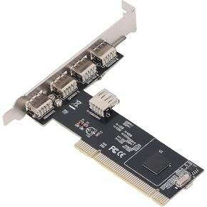 PCI Express to USB 2.0 Expansion Card High Speed 5 Port 480Mbps Internal USB Hub Controller for Desktop Computer Metal PCB