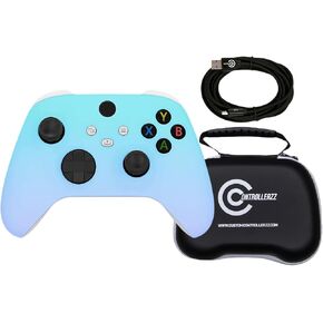 Custom Controllerzz Baby Blue & Light Violet Controller Bundle – Includes Custom Wireless Controller for Xbox Series X/S, Xbox One, PC & Braided USB-C Cable & Universal Protective Case