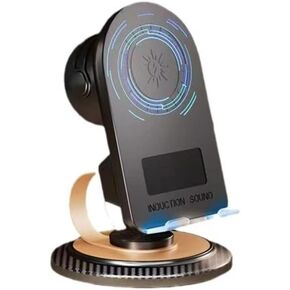 Induction Audio Bluetooth Speaker 5 in 1 Phone Holder, Emergency Charging with Ambient Light, Supports Wireless Charging for Mobile Phones, Suitable for Tablets iPhone，Android (Black)