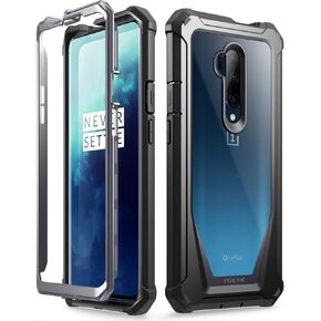 Poetic Guardian Series Designed for OnePlus 7T Pro/OnePlus 7 Pro Case, Full-Body Hybrid Shockproof Bumper Cover with Built-in-Screen Protector, Black/Clear