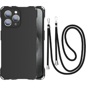 Crossbody for iPhone 15 Pro Case, Lanyard Protective Liquid Silicone Case with Adjustable Length Detachable Lanyard Rope Shockproof Hands-Free Clear Phone Cover for iPhone 15 Pro-Red