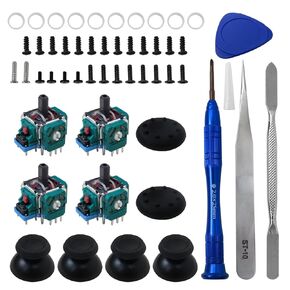 51-in-1 Joysticks Replacement for PS5 Controller, 3D Joystick Compatible for PlayStation 5 DualSense, Including 4-Thumbsticks, 2-Thumb Grip Caps, 10 Protective Ring and Installing Tools