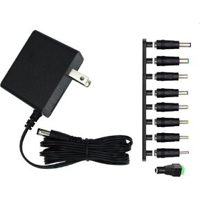 9V Power Supply,9V 1.5A 13.5W Universal 100-240V AC to DC 9Volts 1.5A 1A 0.8A 0.5A 450mA Power Adapter with 9 Plugs for LED Strip Light Camera Router Elliptical Trainer -Center Positive 5.5x2.1mm Plug