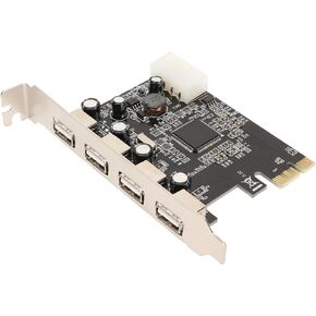 PCIe to USB2.0 Expansion Card, 4 Ports Plug and Play PCIe to USB 2.0 480Mbs Card for PC