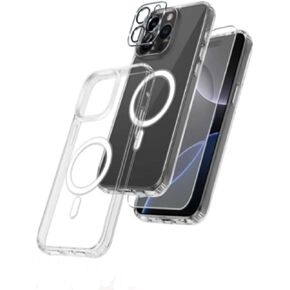 iPhone 16 Pro Max Case Clear - 3 in 1: Shockproof Cover + Screen Protector + Camera Lens Protector | Slim & Durable Full Body iPhone 16 Pro Max Case | MagSafe Compatible