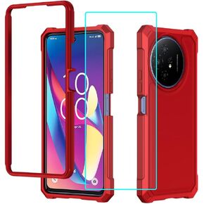 for TCL 60 XE NxtPaper 5G Case with Screen Protector,TCL 60 XE Phone Case Full Body Protection Front PC Back Soft Silicone Bumper,Heavy Duty Protection Shockproof Corner for TCL 50 XL Black