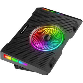 NUOBESTY 1Pc Laptop Cooler Rack Portable Multi Functional Cooling Stand with RGB Lighting Effects Ergonomic Design for Reduced Neck for Use