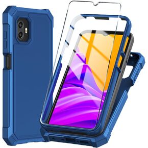 for Samsung Galaxy Xcover 7 Pro Phone Case with Tempered Glass Screen Protector,Slim Soft Silicone Full-Body Protective Cover (Samsung Galaxy Xcover 7 Pro,Black)