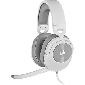 Corsair HS55 Stereo Gaming Headset (Leatherette Memory Foam Ear Pads, Lightweight Construction, Omni-Directional Microphone, Multi-Platform Compatibility with Included Y-Cable Adapter) White (Renewed)