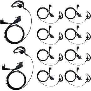 G Shape Earpiece Headset with PTT Mic Compatible with Motorola Cp200 Cls1410 Cp200d CLS1110 Cp185 Rdm2070d Two Way Radio 10Pack