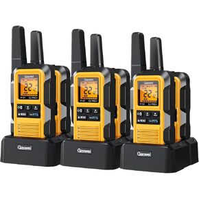 G2pro+ IP67 Waterproof Floating Walkie Talkies Long Range for Adults, Rechargeable Heavy Duty Walkie Talkie with Double PTT,FM Radio,SOS,NOAA Weather,VOX, Two Way Radios(Yellow 6Pack)