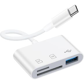 Z Flip 6 5 4 SD Card Adapter Reader for Samsung Galaxy Z Fold 6 5 4 5G A36 A26 A16 A35 A15 S25 Edge S24 S22 S21 S20 Plus Ultra, USB C to TF/Micro SD Memory Card for iPhone 16e, 16 15 Pro Max Plus
