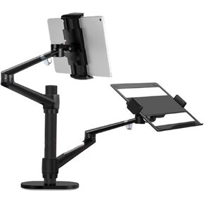 OL-2L Aluminum Silver Ergonomics 10"-17" Desk Laptop Stand 5-13 Inch Tablet Phone Desktop Bracket Mount Full Motion(Gray)