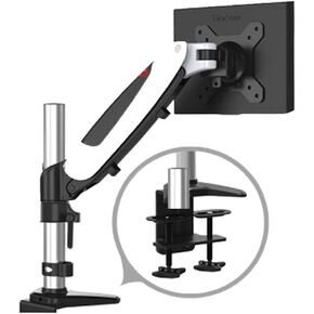 GST111 Aluminum 27" 5-18kg 360 Rotate 2 Arm Clamp Grommet Gas Spring Gas Strut LCD Tv Monitor Screen Desktop Bracket with Pole(Clamp Instal Base)