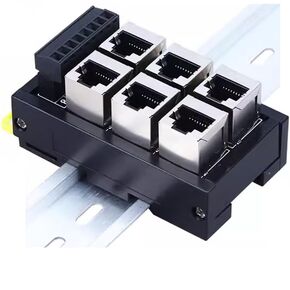 RJ45-8P-6 Port Compatible Industrial Ethernet Hub RJ45 to Network Port 8Pin Wiring Terminal Crystal Head Terminal Block Adapter Board Network Port to Terminal Block