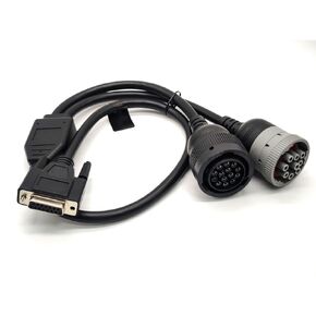 DB15 Female to Cat 9-Pin Male and 14-Pin Female J1939 Y Cable Truck Diagnostic Tool 70CM