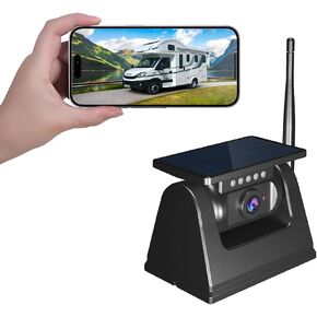 WiFi Magnetic Solar Wireless Backup Camera, 10000mAh Rechargeable 1080P Rear View Camera for Truck RV Trailer Camper Car, Night Vision IP67 Waterproof, App for Phone iOS Android