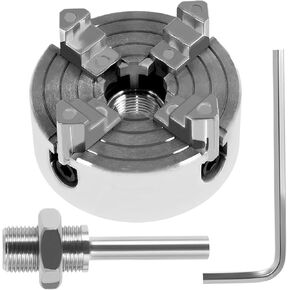 Lathe Chuck Kit, Zinc Alloy Mini Lathe Chuck, 4 Jaw with Wrench and Connecting Rod, Sturdy Metal Wood Turning for Lathes Machine Mini 4 Jaw