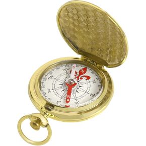 Golden Antique Brass Compass Keychain - Waterproof Pocket Compass for Kids, Perfect Survival Tool & Gift for Boy Scouts with Vintage Golden Compass Design