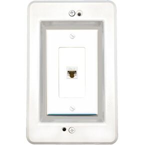 RiteAV 1 Port in-Wall Cable Management Kit Recessed Outlet CAT6 Wall Plate
