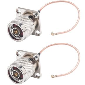 N Type Male Coaxial Cables U.FL IPEX IPX to N Male RG178 N Type 4 Hole Flange Panel Coax Cable for T Mobile Router Mimo External Antenna Mini PCIE Network Cards Wi-Fi WLAN Repeater Pack of 2