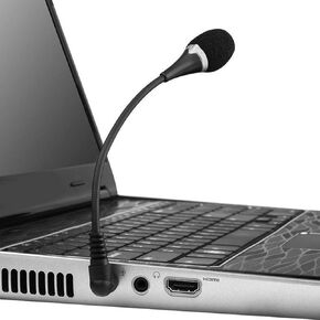 Mini 3.5mm Notebook Microphone, Flexible 3.55mm Plug External Microphone Speaker Mic for Android and Windows Smartphones PC Laptop(Black)
