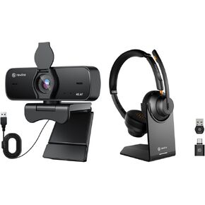 Newline N 4K HD PC Webcam-NewEye 60s & Wireless Headsets AI Noise Cancelling Conferencing Headset for Office