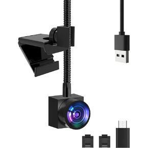 Eye Contact Webcam with Cable Clip, 1080P Auto Focus Center Screen Camera for Online Conferencing, Adjustable Middle-Screen Webcam with Noise Canceling Mic for PC and Laptop