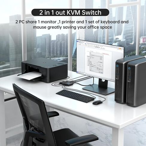 MT-VIKI KVM Switch HDMI 2 Port Boxes, 4K@30Hz USB HDMI KVM Console for 2 PCs Share 1 HD Monitor and Keyboard Mouse with 2 USB Cables + Desktop Selector in Saudi Arabia