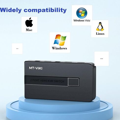 MT-VIKI KVM Switch HDMI 2 Port Boxes, 4K@30Hz USB HDMI KVM Console for 2 PCs Share 1 HD Monitor and Keyboard Mouse with 2 USB Cables + Desktop Selector in Saudi Arabia