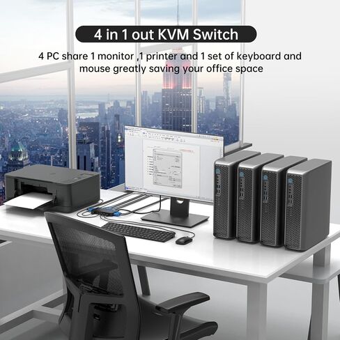 MT-VIKI KVM Switch HDMI 4 Port Boxes, 4K@30Hz USB HDMI KVM Console for 4 PCs Share 1 HD Monitor and Keyboard Mouse, Button + Desktop Selector Switching in Kuwait