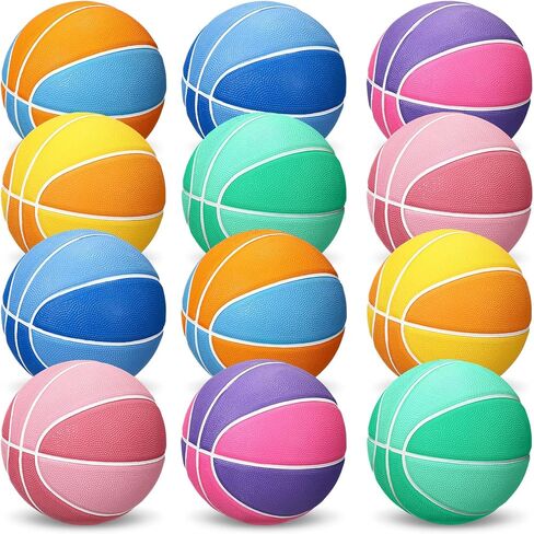 Mini Basketballs for Kids Size 3 Basketballs Bulk with Pump 7 Inch Colorful Rubber Basketball for Mini Hoop Indoor Outdoor Practice Waterproof Pool Basketball Toddler Yard Game (12 Pieces)… in Kuwait