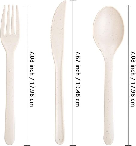Supernal 180pcs Matt White Plastic Silverware Set - Heavy Duty Reusable Cutlery - Spoons, Knives, Forks - Dishwasher & Microwave Safe in Kuwait