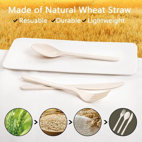 Supernal 180pcs Matt White Plastic Silverware Set - Heavy Duty Reusable Cutlery - Spoons, Knives, Forks - Dishwasher & Microwave Safe in Kuwait