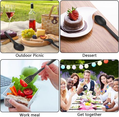 Supernal 180pcs Matt White Plastic Silverware Set - أدوات المائدة القابلة لإعادة الاستخدام - ملاعق ، سكاكين ، شوك - غسالة صحون وميكروويف آمنة in Kuwait