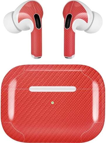 Skinit Skinit Audio Audio Skiner المتوافق مع Apple Airpods Pro - تصميم مواد نسيج تخصص ألياف الكربون الأحمر in Kuwait