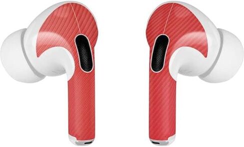 Skinit Skinit Audio Audio Skiner المتوافق مع Apple Airpods Pro - تصميم مواد نسيج تخصص ألياف الكربون الأحمر in Kuwait