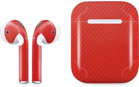 Skinit Decal Audio Skin Compatible with Apple AirPods - Red Carbon Fiber Specialty Texture Material Design in Kuwait