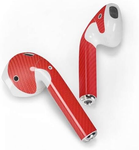 Skinit Decal Audio Skin Compatible with Apple AirPods - Red Carbon Fiber Specialty Texture Material Design in Kuwait