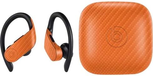 Skinit Decal Audio Skin Compatible with PowerBeats Pro - Orange Carbon Fiber Specialty Texture Material Design in Saudi Arabia