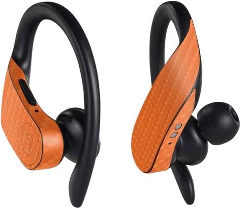Skinit Decal Audio Skin Compatible with PowerBeats Pro - Orange Carbon Fiber Specialty Texture Material Design in Saudi Arabia