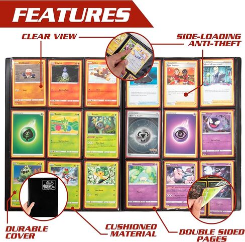 Monster Binder- 9 Pocket Side Loading Trading Card Album - Matte White w/White Pages -Holds 360 Standard Size TCGs - Compatible w/Yugioh, Magic The Gathering, Pokémon & Sports Cards - Secure Storage in Saudi Arabia