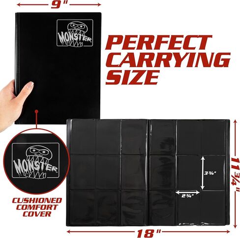 Monster Binder- 9 Pocket Side Loading Trading Card Album - Matte White w/White Pages -Holds 360 Standard Size TCGs - Compatible w/Yugioh, Magic The Gathering, Pokémon & Sports Cards - Secure Storage in Saudi Arabia