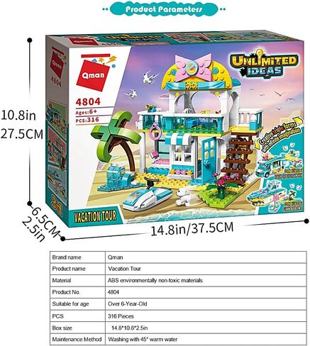 مجموعة ألعاب البناء للفتيات من QMAN، لعبة مكعبات بناء شاحنة الآيس كريم الوردية، لعبة سيارة مبيعات حلويات المدينة، فكرة هدية رائعة للفتيات من سن 6 إلى 12 سنة فما فوق (388 قطعة) in Kuwait