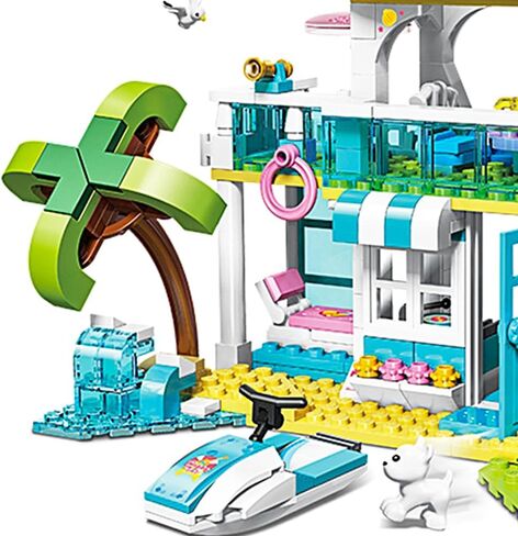 مجموعة ألعاب البناء للفتيات من QMAN، لعبة مكعبات بناء شاحنة الآيس كريم الوردية، لعبة سيارة مبيعات حلويات المدينة، فكرة هدية رائعة للفتيات من سن 6 إلى 12 سنة فما فوق (388 قطعة) in Kuwait