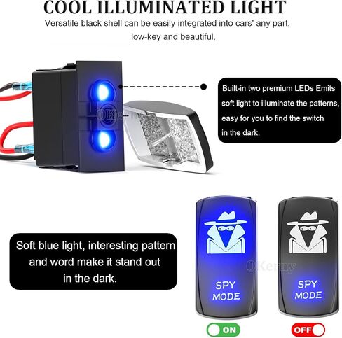Rocker Switch Apocalypse Lights,Laser Etched Toggle Switch ON/Off SPST 5Pin 12V 24V Switch Jumper Wires for Cars Trucks Caravans Marine Boat ATV UTV RV in Kuwait